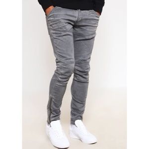 G-STAR Men’s Gray 3D Ankle Zip Super Slim Jeans